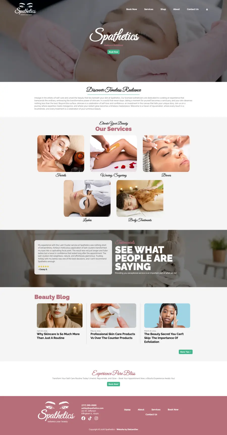 Screenshot of the Spathetics website